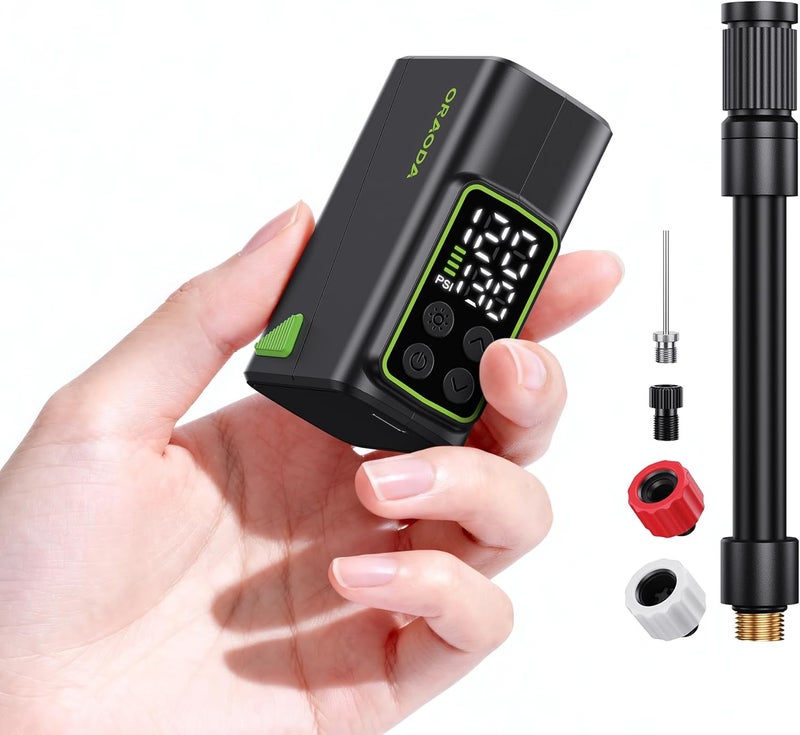 ORAODA مضخة دراجة - مضخة أرضية للدراجات الهوائية بضغط 150PSI محمولة مع مقياس رقمي، متوافقة مع بريستا/شرادر، إيقاف تلقائي للدراجات على الطرق والجبال - Image 1